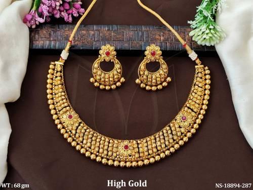 Beautiful Designer  Full Stone High Gold Polish Necklace Set